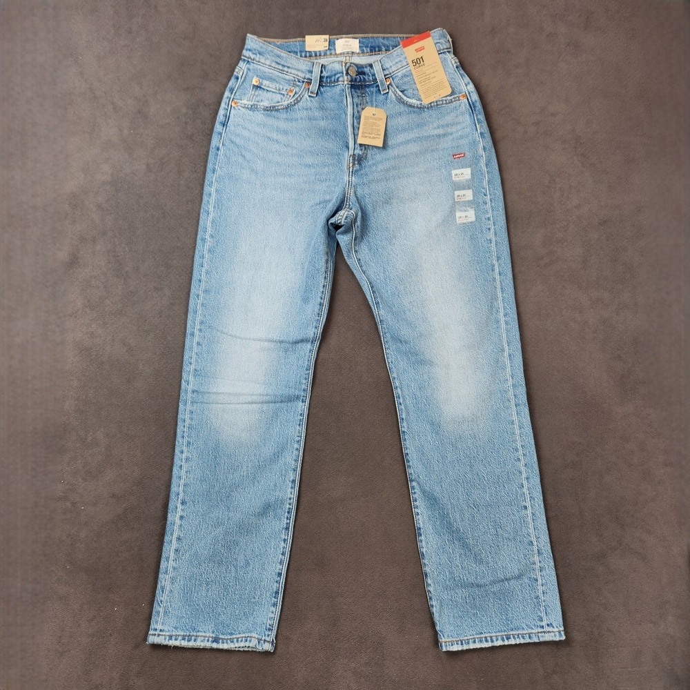 Levis 501 Curve Jeans Womens W28‎ L30 Light Button Fly High Rise Straight Denim
